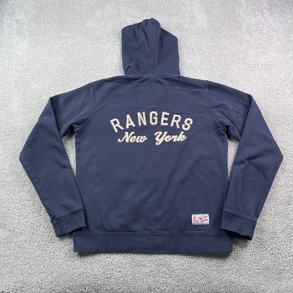 New York Rangers Hoodie Women Large Blue Old Time Hockey Newbury Lace Up